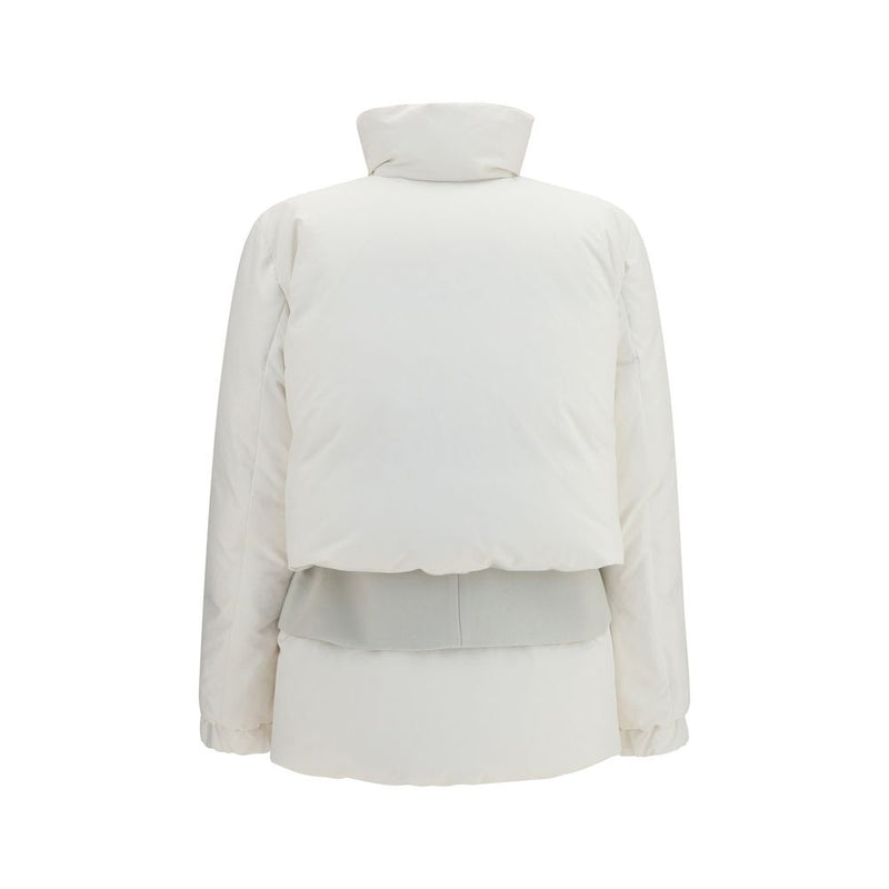 Sacai White Polyester Oversized Full-Length Jacket