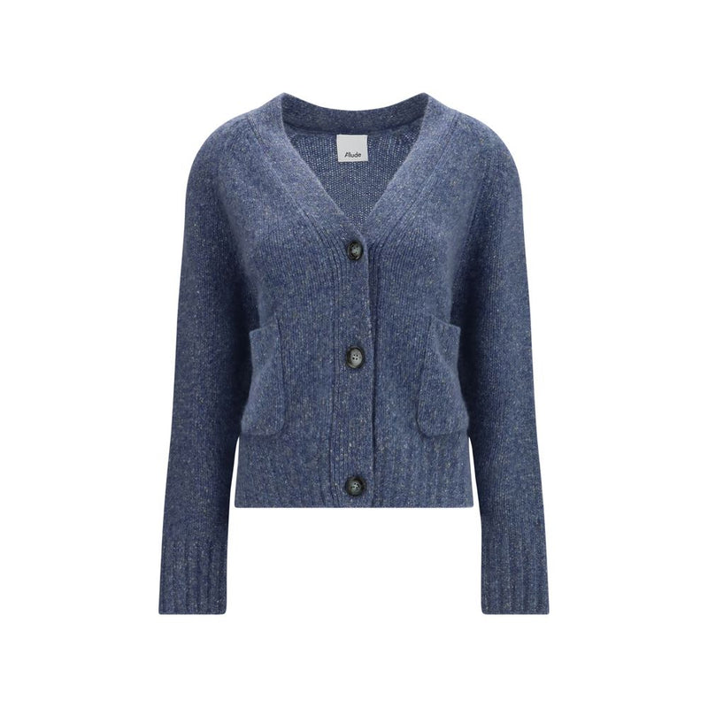 Allude Blue Cashmere Cardigan - V-Neck, Button Closure