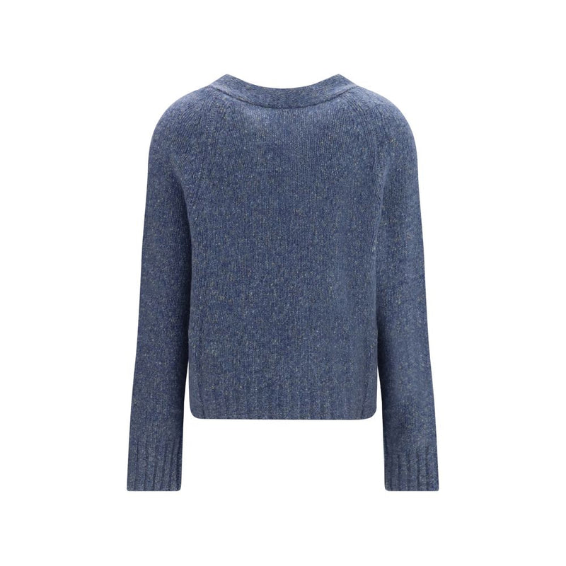 Allude Blue Cashmere Cardigan - V-Neck, Button Closure