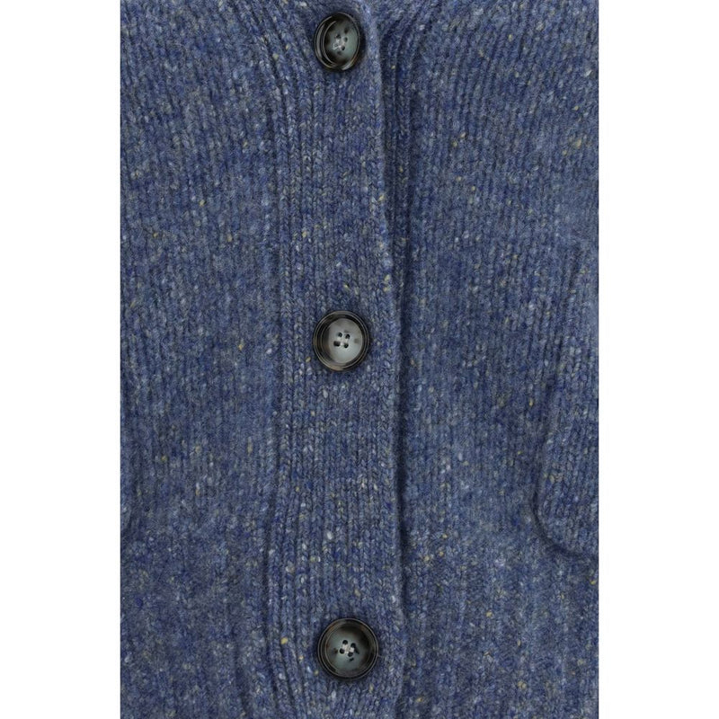 Allude Blue Cashmere Cardigan - V-Neck, Button Closure