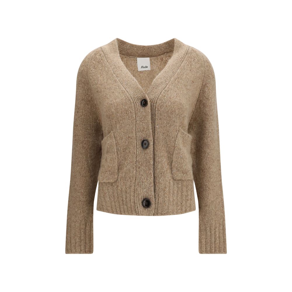 Allude Beige Cashmere V-Neck Cardigan