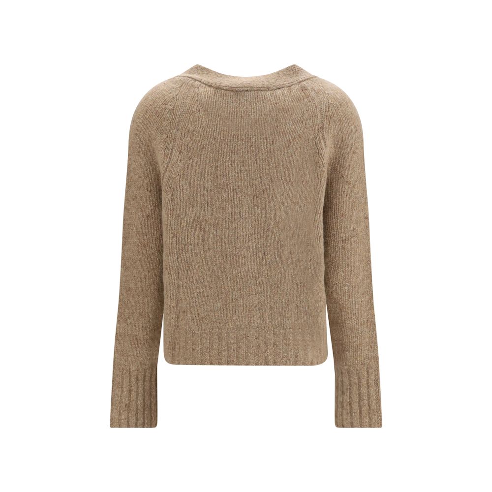 Allude Beige Cashmere V-Neck Cardigan