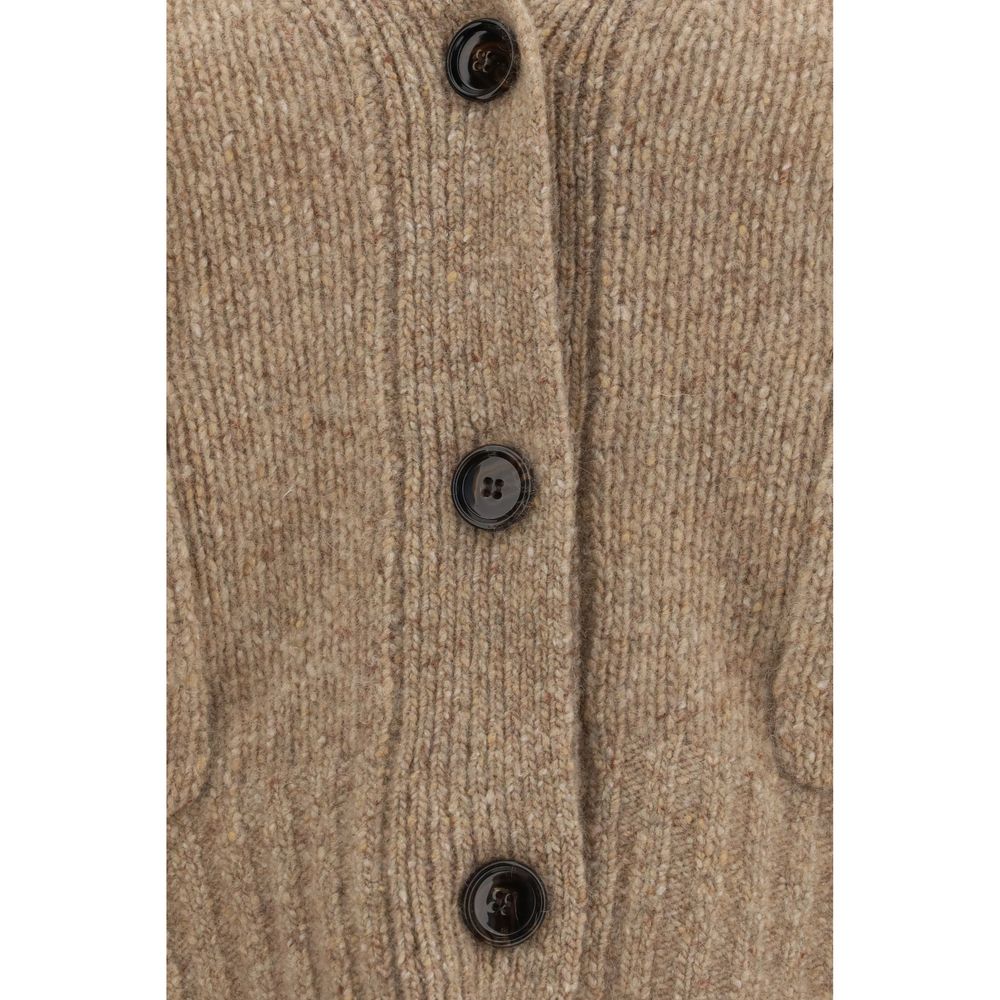 Allude Beige Cashmere V-Neck Cardigan