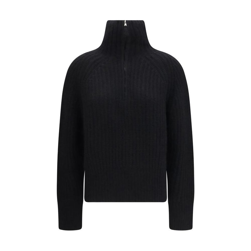 Allude Black Cashmere Troyer Sweater with Zip