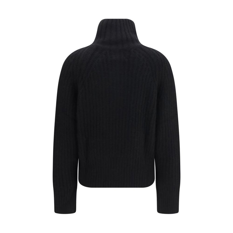 Allude Black Cashmere Troyer Sweater with Zip