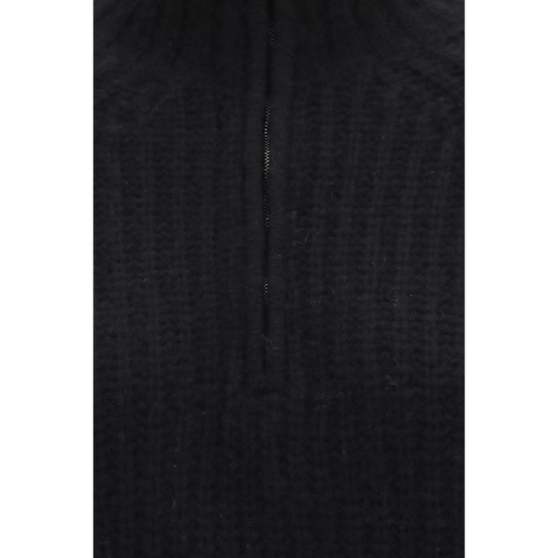 Allude Black Cashmere Troyer Sweater with Zip