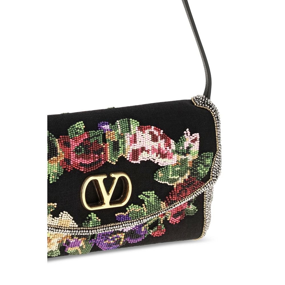 Valentino Garavani Multicolor Linen Devain Shoulder Bag