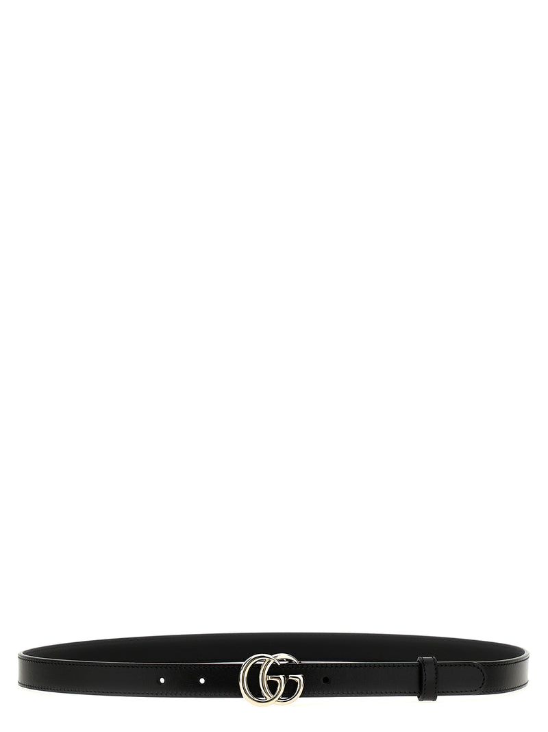 Gucci Black Calfskin GG Marmont Regular Belt