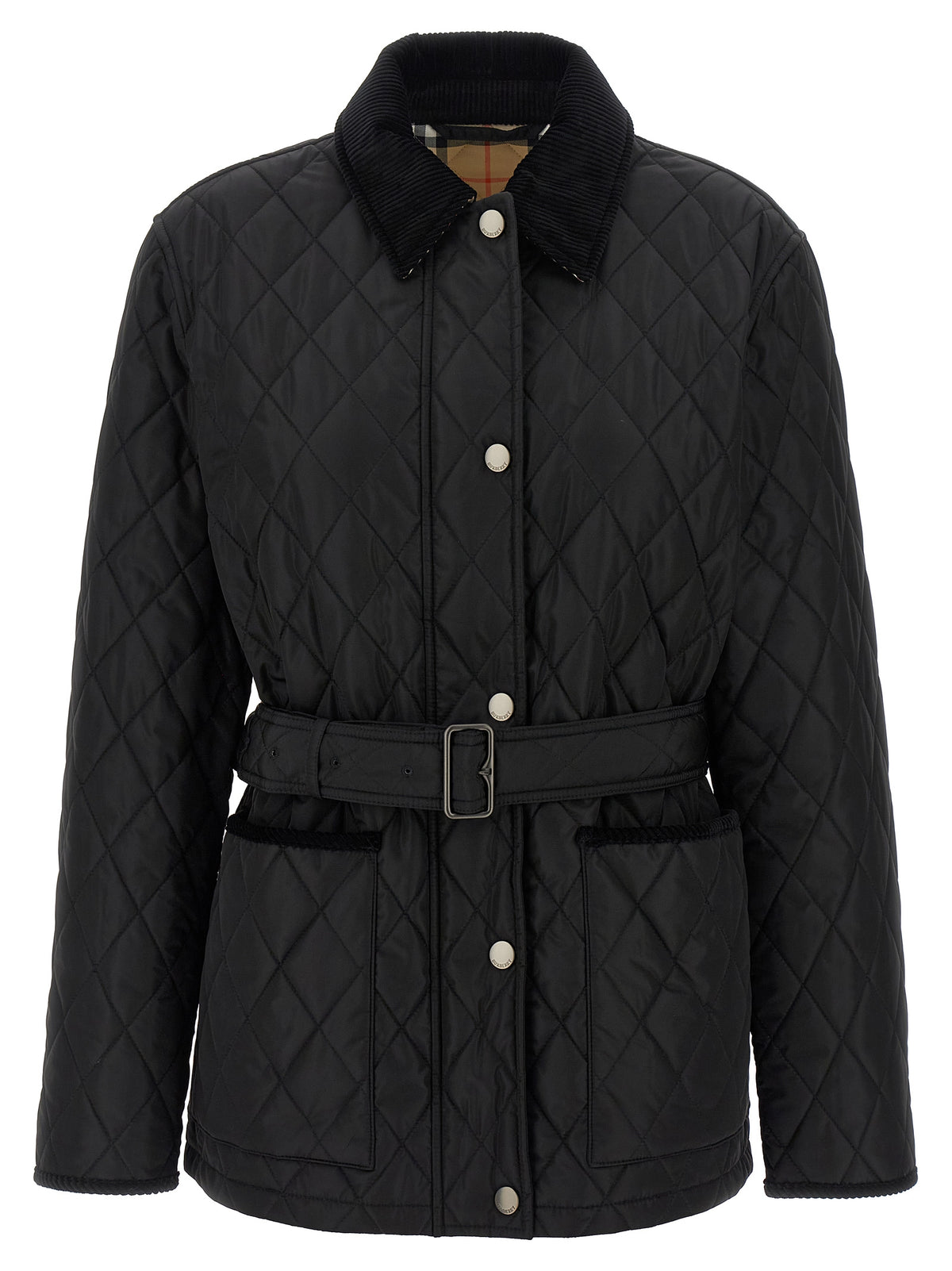 Veste longue en polyamide noir Burberry