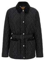 Veste longue en polyamide noir Burberry