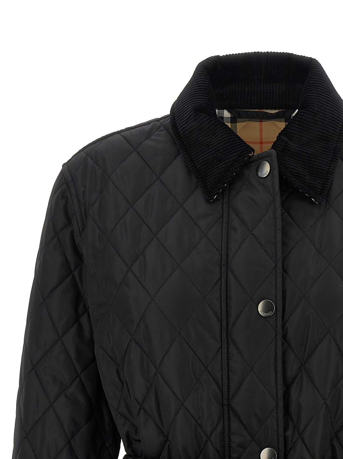 Veste longue en polyamide noir Burberry