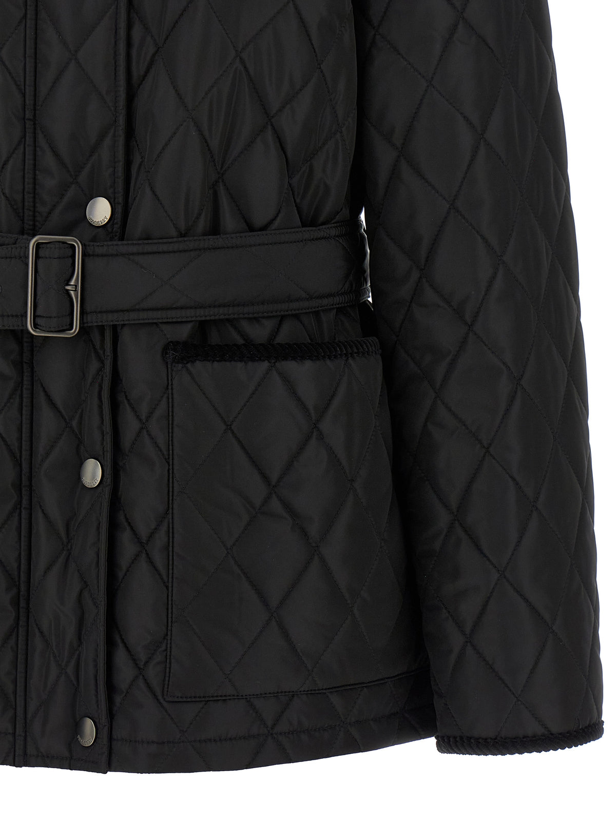 Veste longue en polyamide noir Burberry