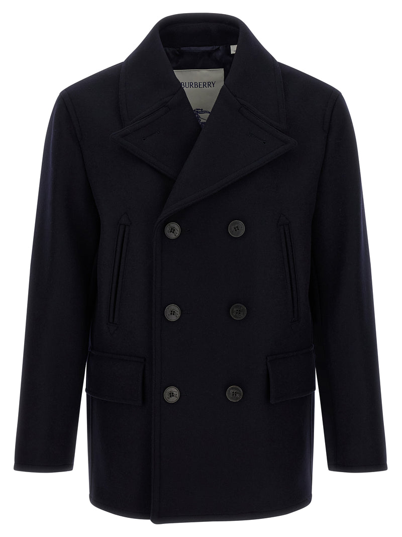 Burberry Shelborne Blue Wool Coat for Men
