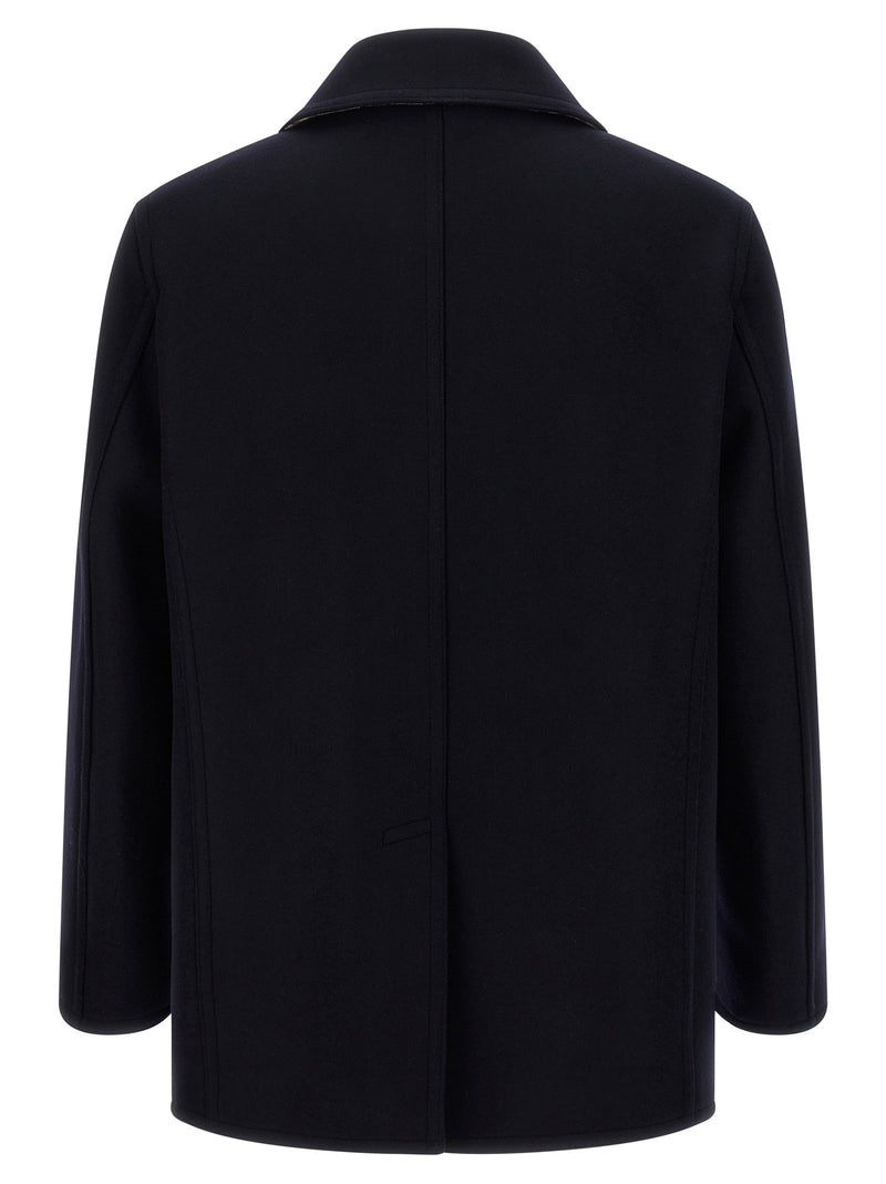 Burberry Shelborne Blue Wool Coat for Men