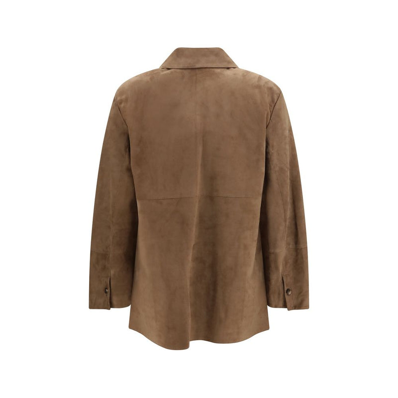 'S Max Mara Brown Lamb Ovis Aries Leather Jacket
