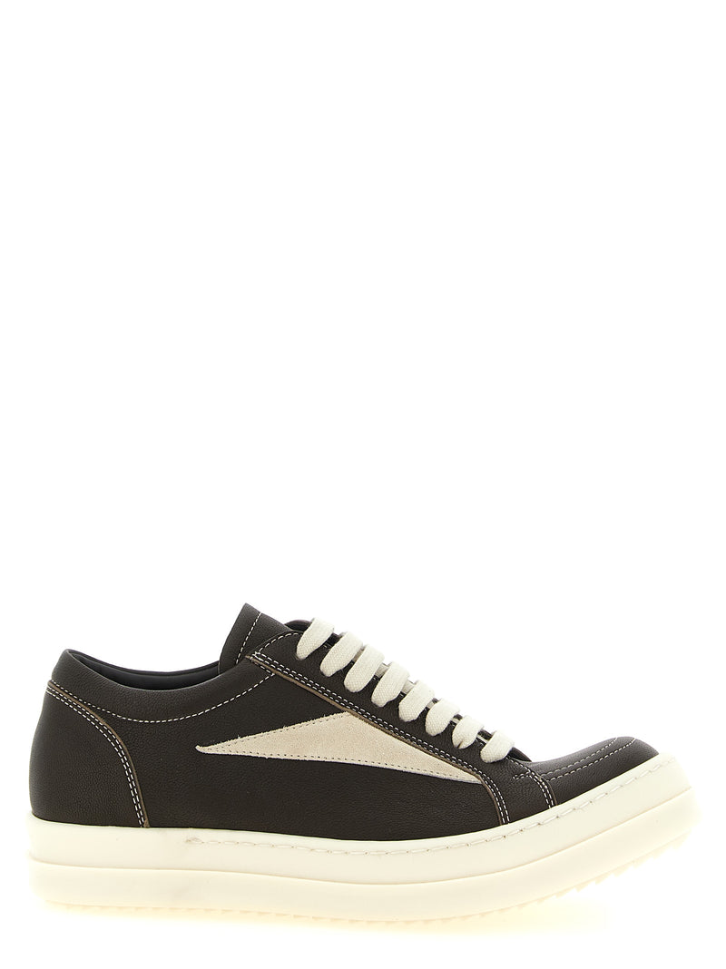 Rick Owens Brown Lamb Leather Low Top Sneakers