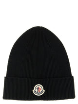 Moncler Black Virgin Wool Beanie