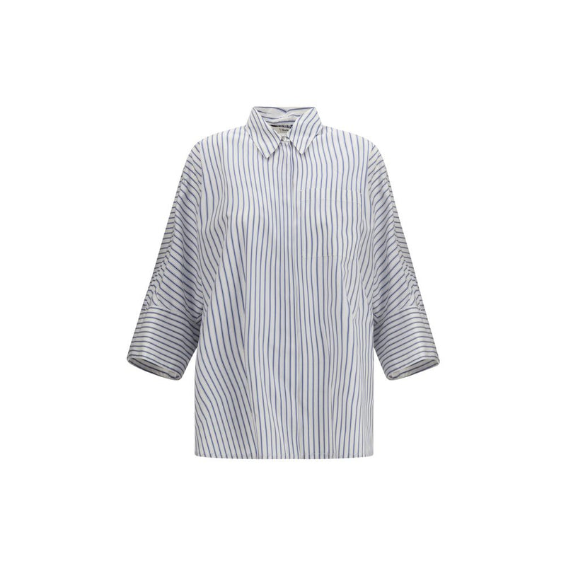 'S Max Mara Blue Cotton Shirt - Avenue Striped Design