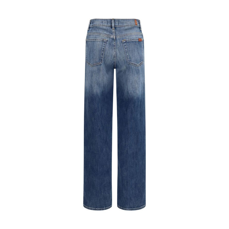7FOR Blue Cotton Straight-Leg Jeans for Women