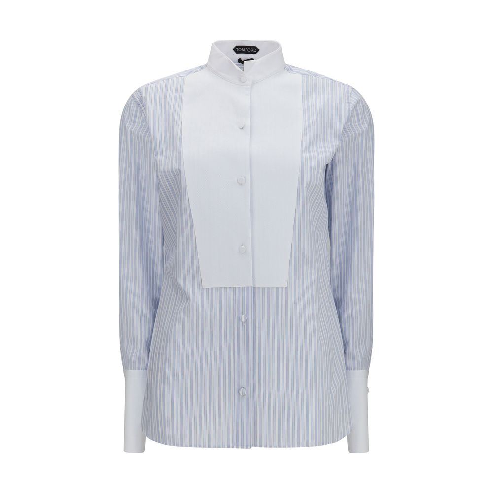 Chemise en coton à motifs bleue Tom Ford
