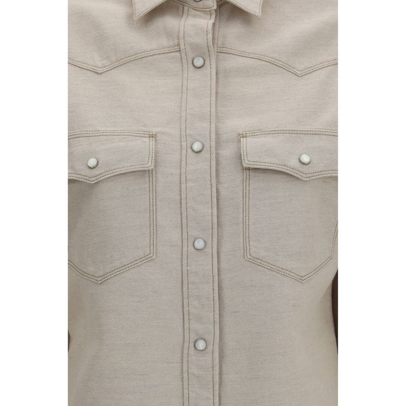 Fendi Selleria Beige Denim Western Shirt for Women