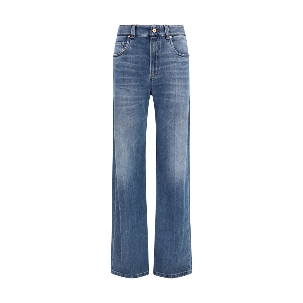 Brunello Cucinelli Blue Cotton Relaxed Fit Jeans