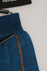 Dolce & Gabbana Men Blue Cotton Stretch Mid Calf Accessory Socks