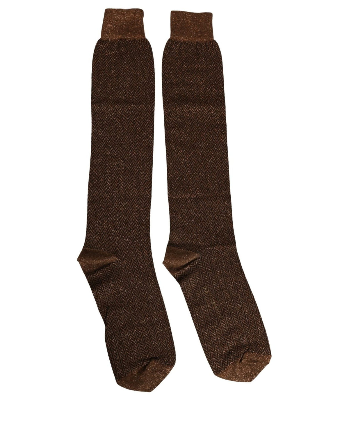 Dolce & Gabbana Men Brown Ribbed Knee-High Socks