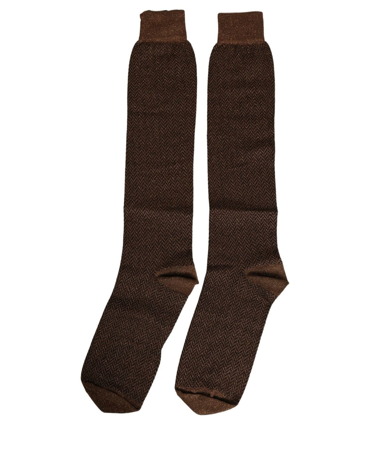Dolce & Gabbana Men Brown Ribbed Knee-High Socks