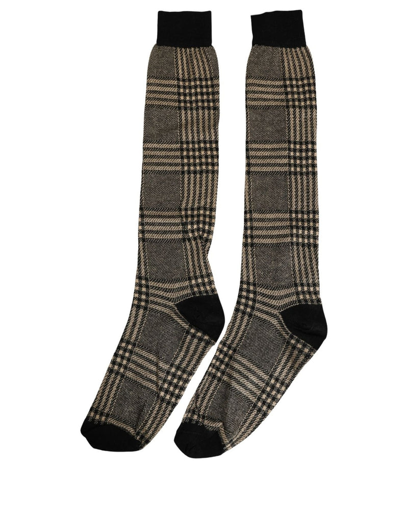 Dolce & Gabbana Multicolor Plaid Viscose Knee High Socks