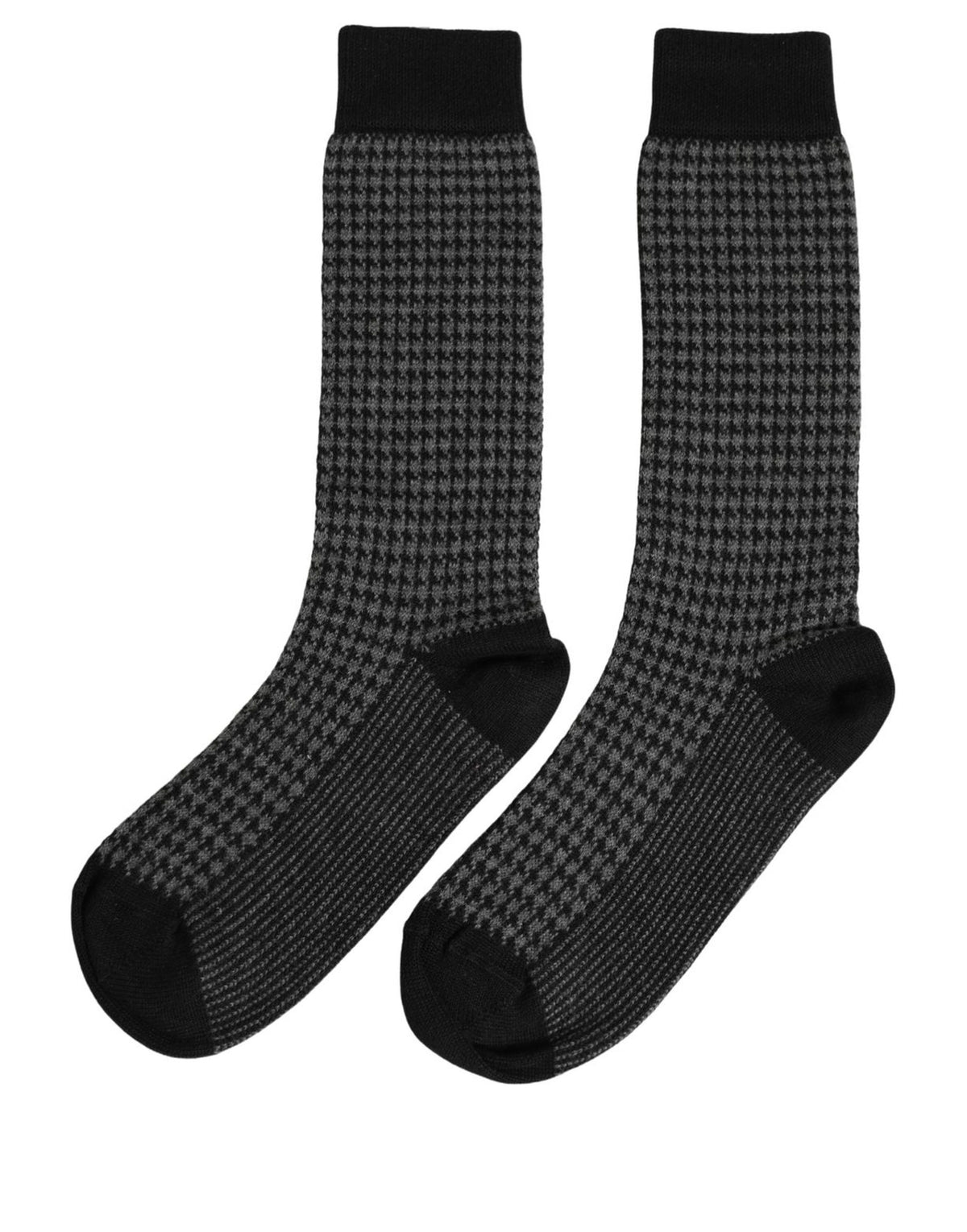 Dolce & Gabbana Black Wool Houndstooth Over Calf Socks