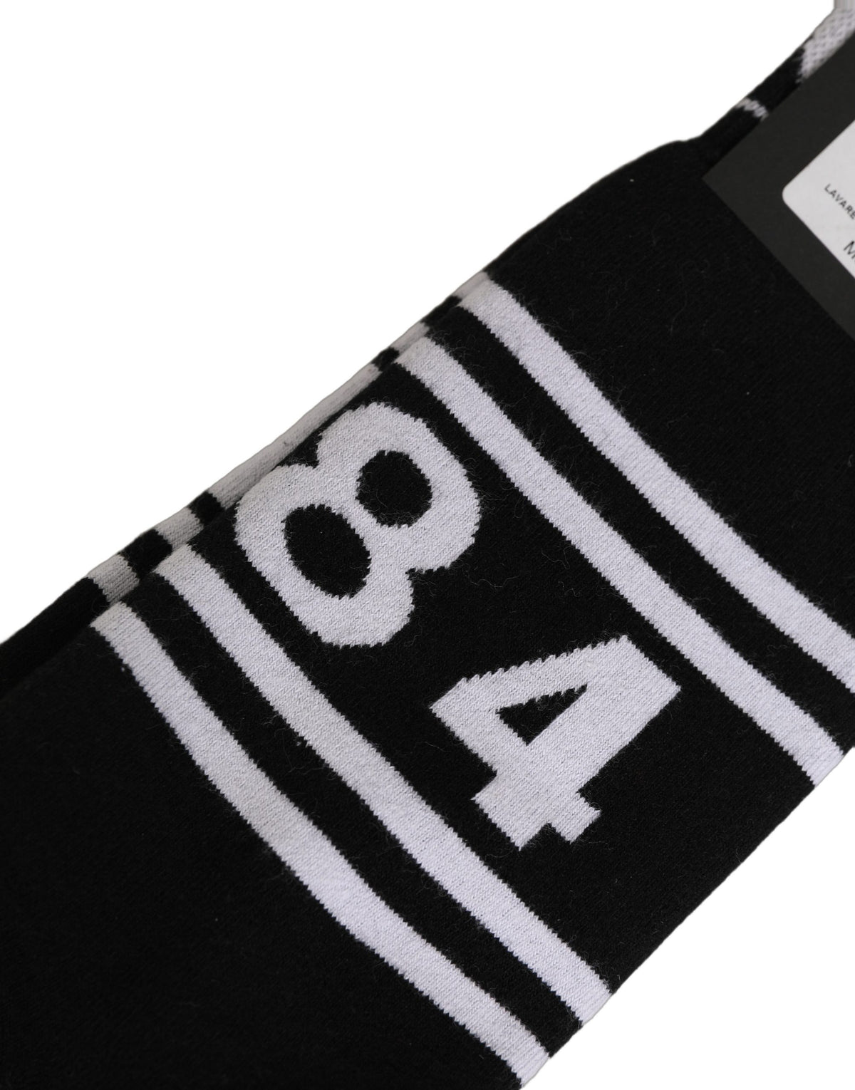 Dolce & Gabbana Black White Logo Stripes Mid Calf Socks