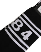 Dolce & Gabbana Black White Logo Stripes Mid Calf Socks