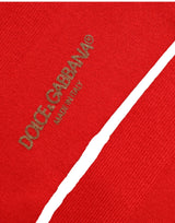 Dolce & Gabbana Men Red Logo Thigh High Ribbed Accessory Socks