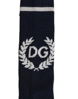 Dolce & Gabbana Men Navy Blue DG Logo Mid Calf Socks