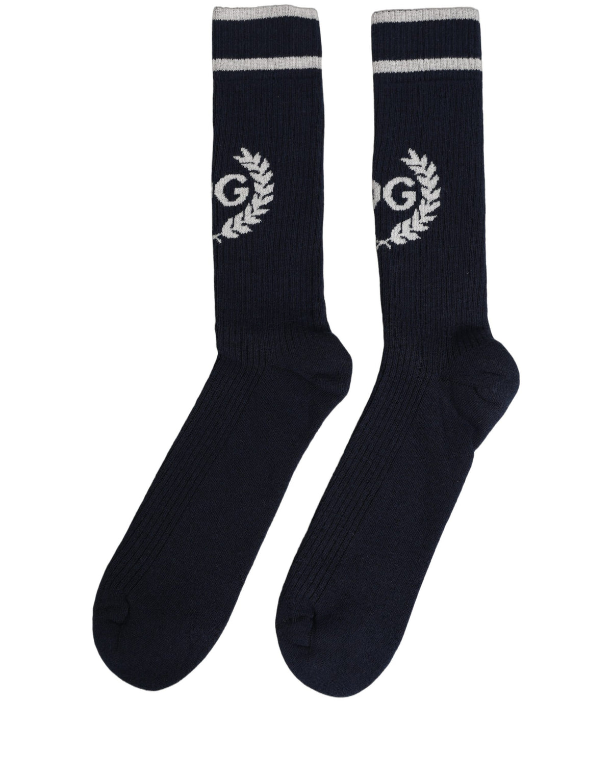 Dolce & Gabbana Men Navy Blue DG Logo Mid Calf Socks