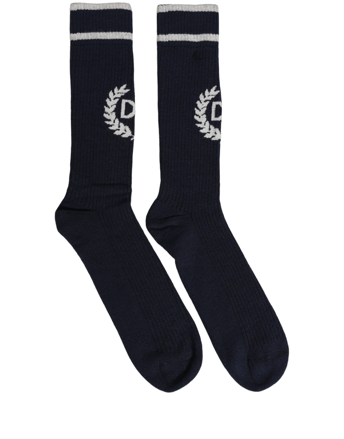 Dolce & Gabbana Men Navy Blue DG Logo Mid Calf Socks