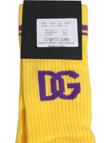Dolce & Gabbana Men Yellow DG Logo Over Calf Accessory Socks