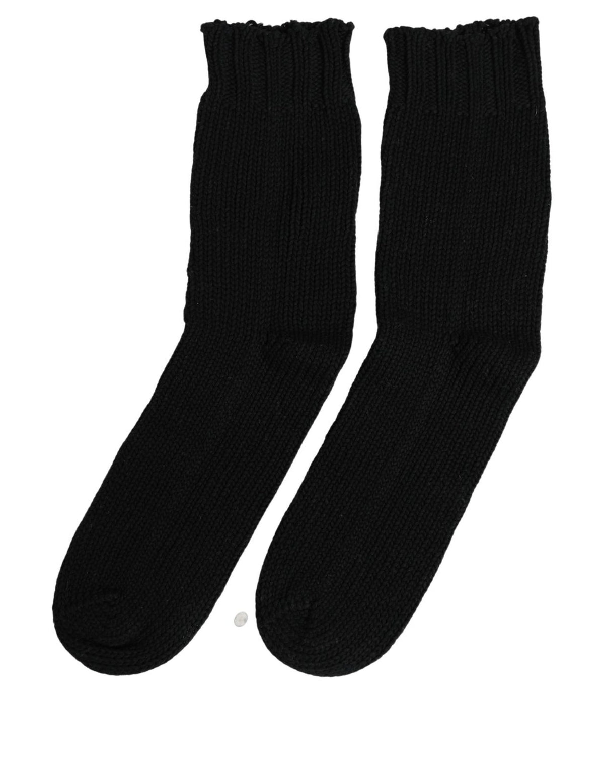 Dolce & Gabbana Men Dark Blue Cotton Ribbed Mid Calf Socks