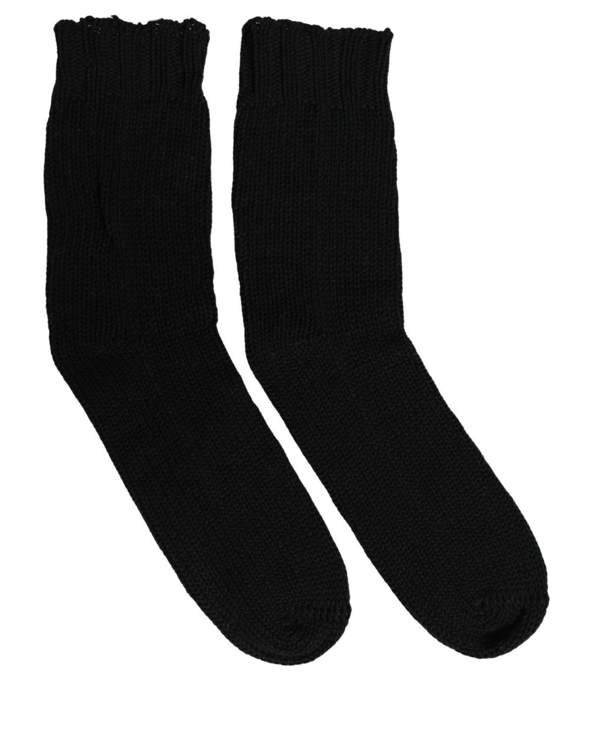 Dolce & Gabbana Men Dark Blue Cotton Ribbed Mid Calf Socks