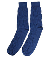Dolce & Gabbana Royal Blue Checkered Silk Mid Calf Accessory Socks