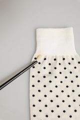 Dolce & Gabbana Off White Cotton Polka Dot Mid Calf Accessory Socks