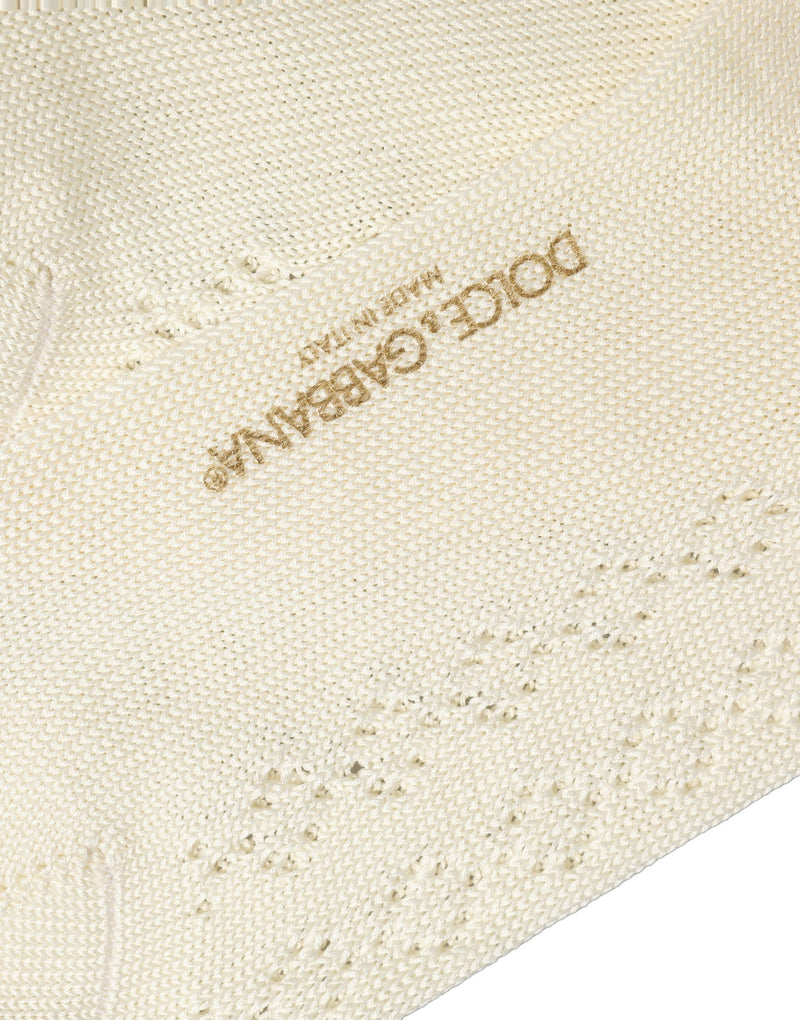 Dolce & Gabbana Off White Cotton Knit Mid Calf Socks