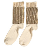 Dolce & Gabbana Off White Sequin Cotton Mid Calf Accessory Socks