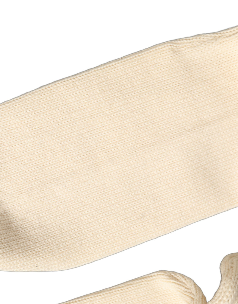 Dolce & Gabbana Off White Sequin Cotton Mid Calf Socks