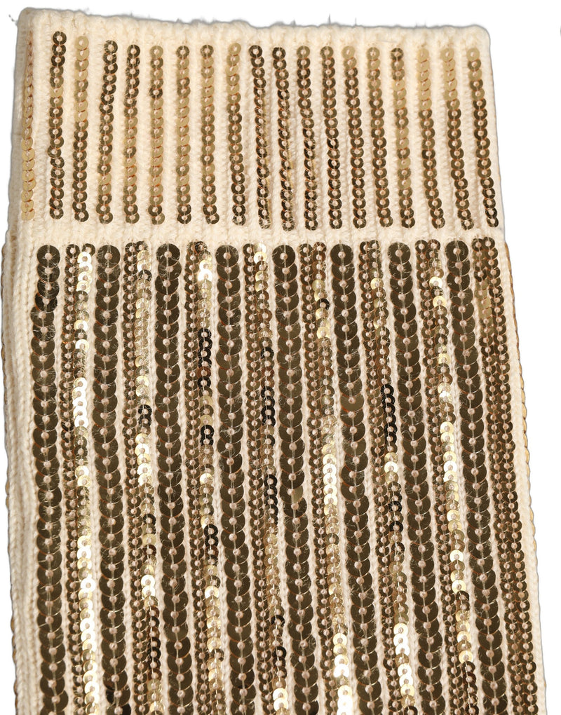 Dolce & Gabbana Off White Sequin Cotton Mid Calf Socks