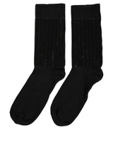 Dolce & Gabbana Black Sequin Cotton Knit Mid Calf Accessory Socks