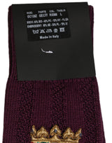 Dolce & Gabbana Burgundy Wool Crest Logo Knee High Accessory Socks