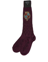 Dolce & Gabbana Burgundy Wool Crest Logo Knee High Accessory Socks