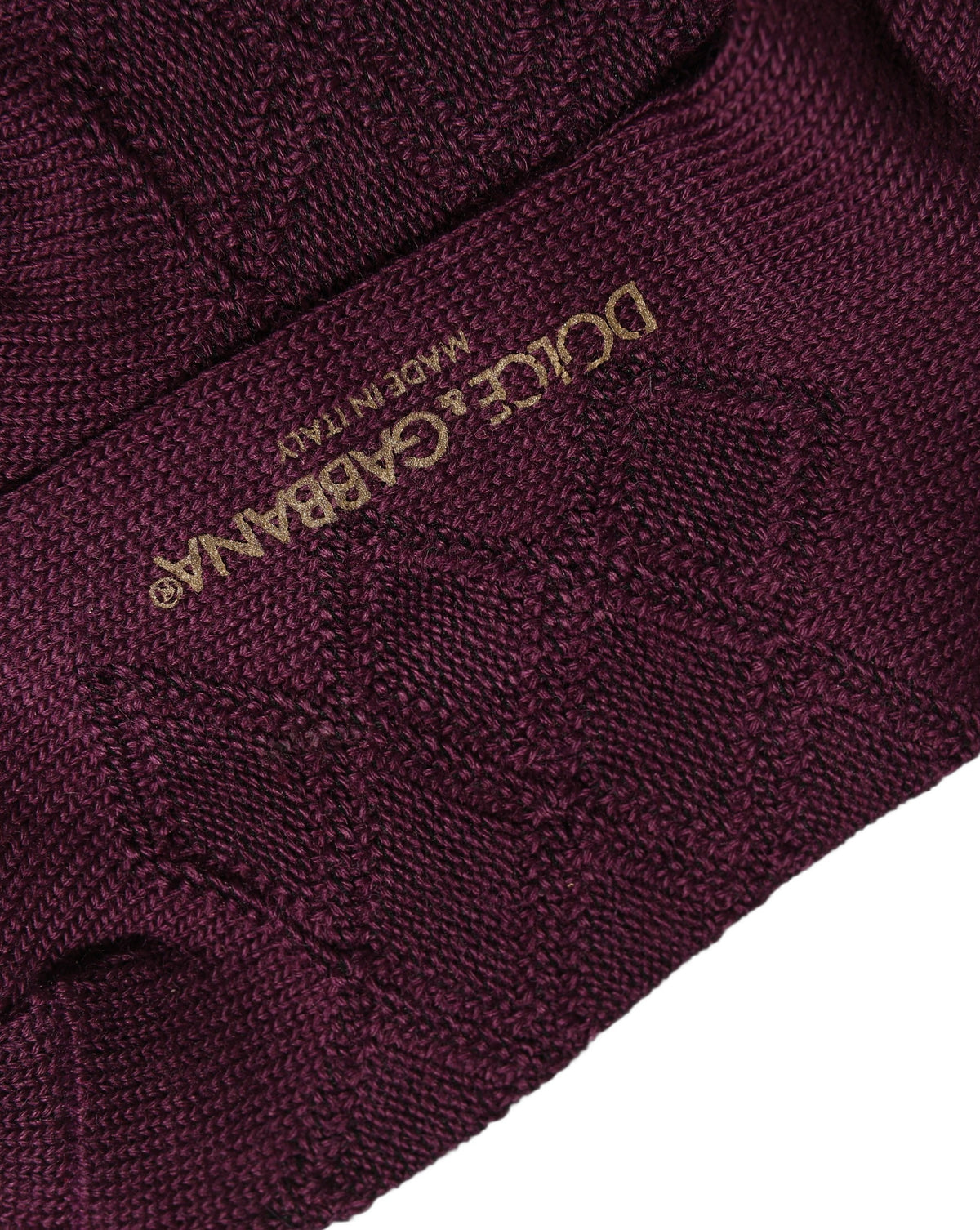Dolce & Gabbana Burgundy Wool Crest Logo Knee High Accessory Socks